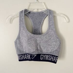 Gymshark Size XS Gray Logo Spellout Crossback Flex Logo Sports Bra